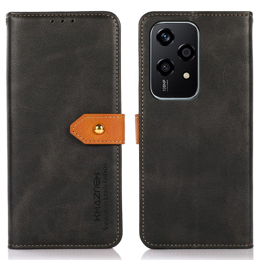 Honor 200 Lite Handyhülle – KHAZNEH Telefonständer- aus PU-Leder mit goldenem Magnetschnallen-Dekor