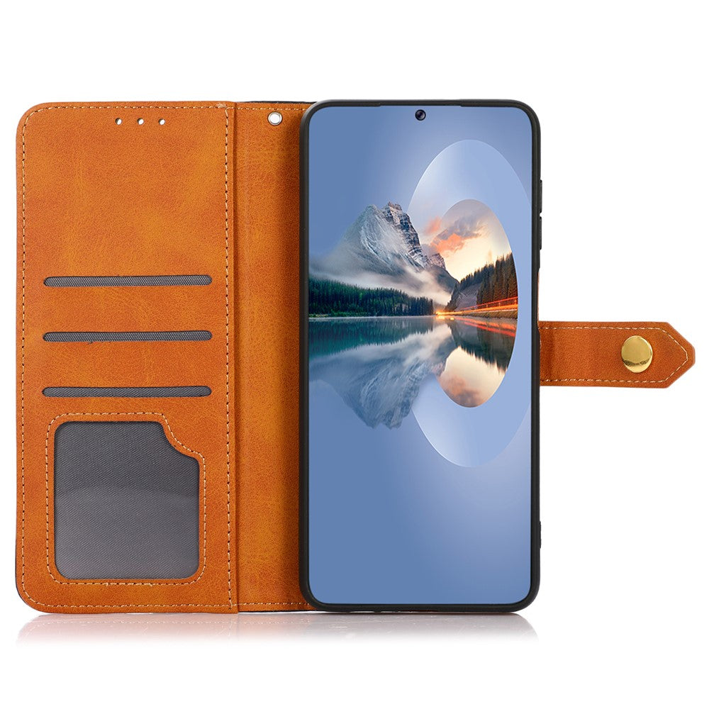 KHAZNEH For Honor 200 Lite Phone Stand Case PU Leather Phone Cover with Gold Magnetic Buckle Decor