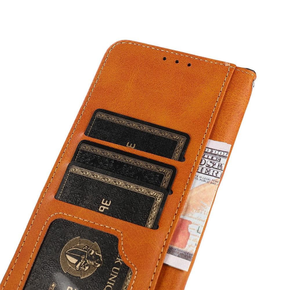 KHAZNEH For Honor 200 Lite Phone Stand Case PU Leather Phone Cover with Gold Magnetic Buckle Decor