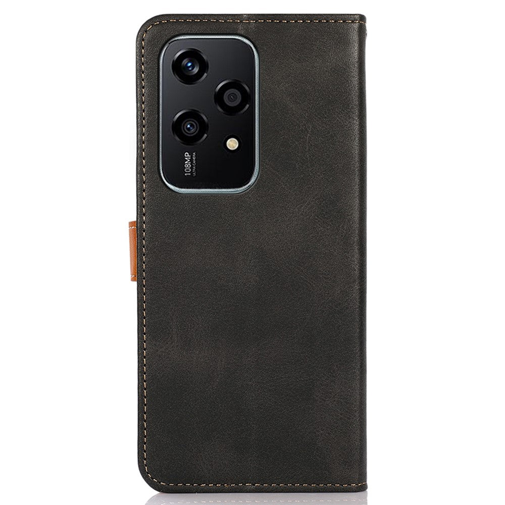 KHAZNEH For Honor 200 Lite Phone Stand Case PU Leather Phone Cover with Gold Magnetic Buckle Decor