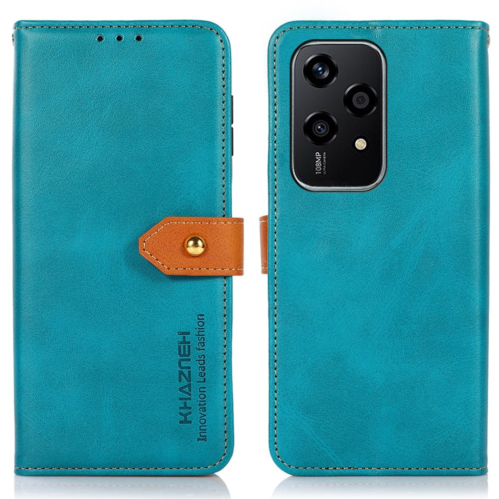 KHAZNEH For Honor 200 Lite Phone Stand Case PU Leather Phone Cover with Gold Magnetic Buckle Decor