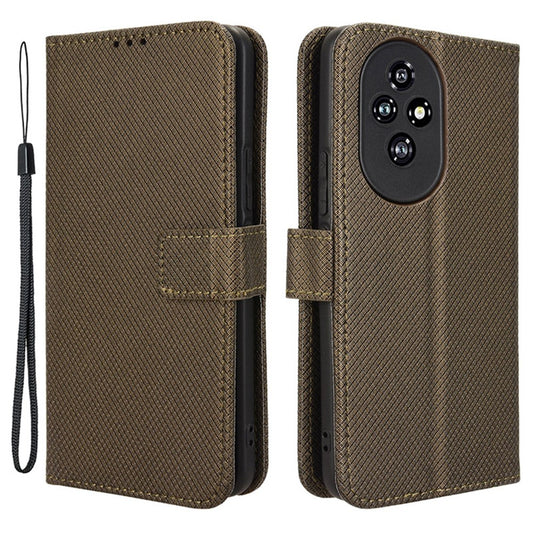Honor 200 5G Handyhülle – aus Leder mit Diamantstruktur und Geldbörse