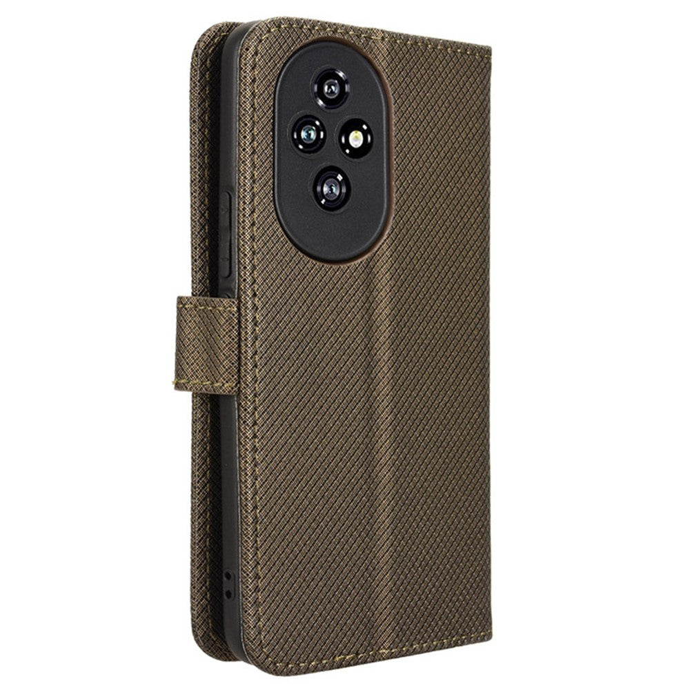 For Honor 200 5G Protective Case Diamond Texture Leather Phone Cover with Wallet