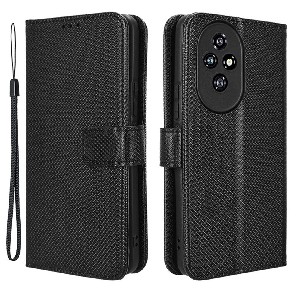 For Honor 200 5G Protective Case Diamond Texture Leather Phone Cover with Wallet