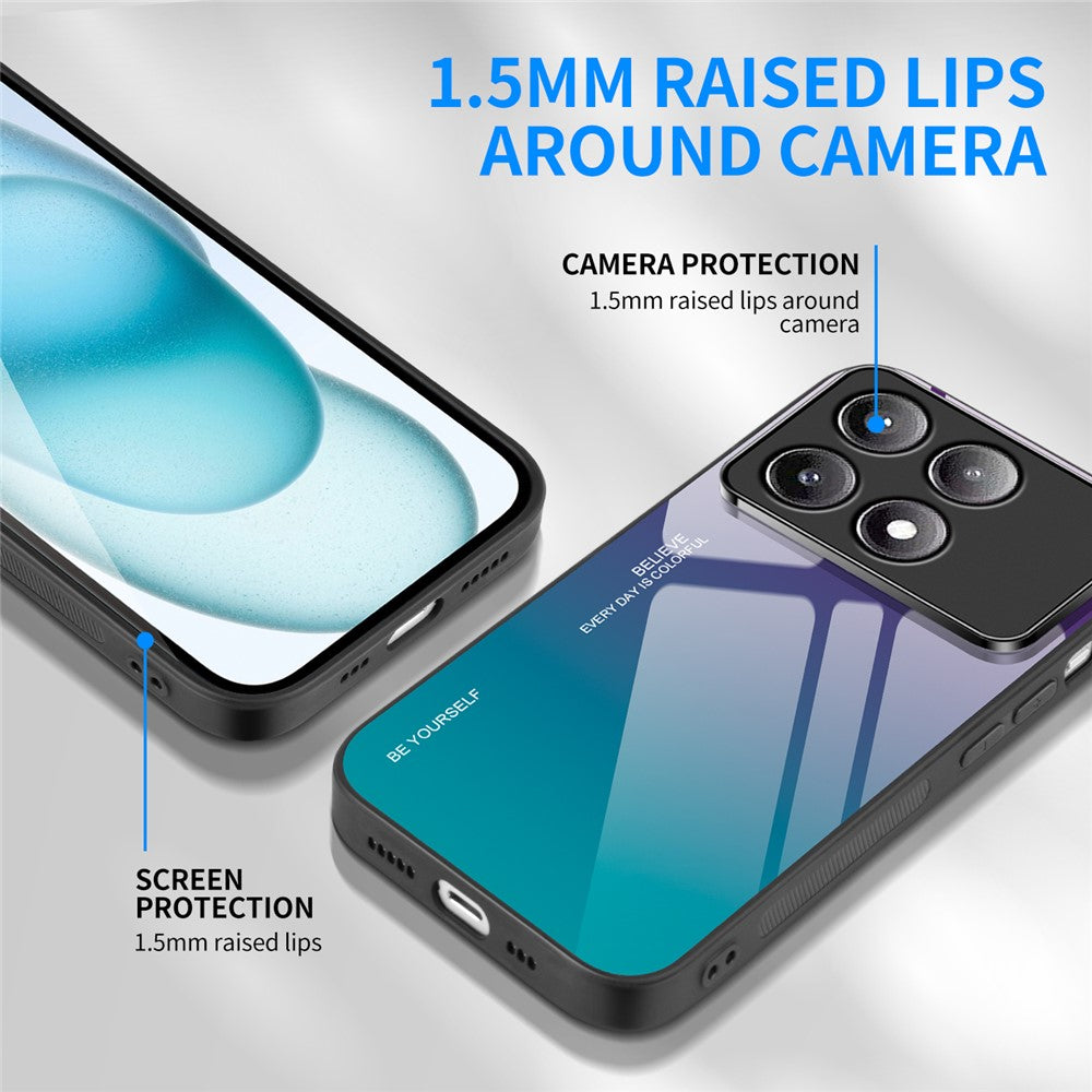 For Xiaomi Poco F6 Pro 5G / Redmi K70 5G / K70 Pro Case Tempered Glass Phone Cover Gradient Color