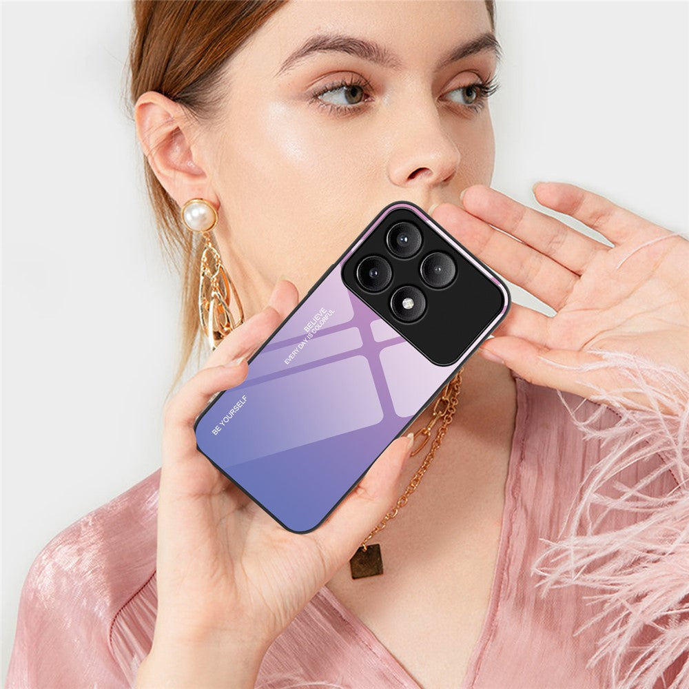 For Xiaomi Poco F6 Pro 5G / Redmi K70 5G / K70 Pro Case Tempered Glass Phone Cover Gradient Color
