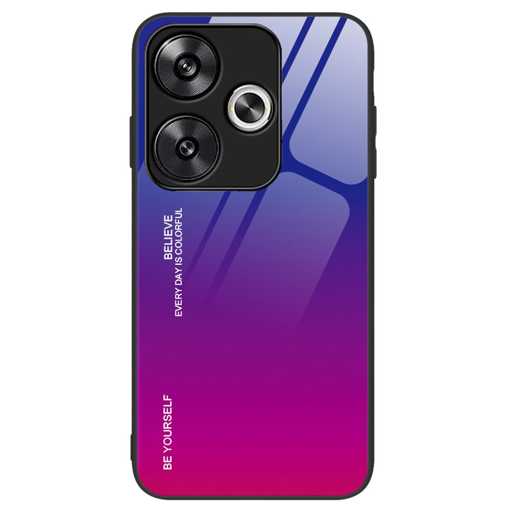 For Xiaomi Poco F6 5G / Redmi Turbo 3 5G Case Gradient Color Tempered Glass Back Cover Anti-Scratch