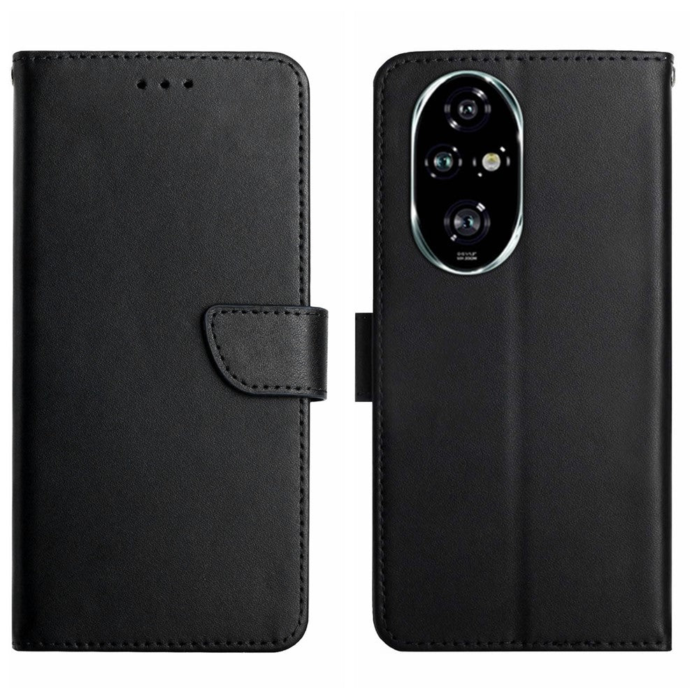 HT02 For Honor 200 5G Case Genuine Cow Leather Solid Color Phone Wallet Cover