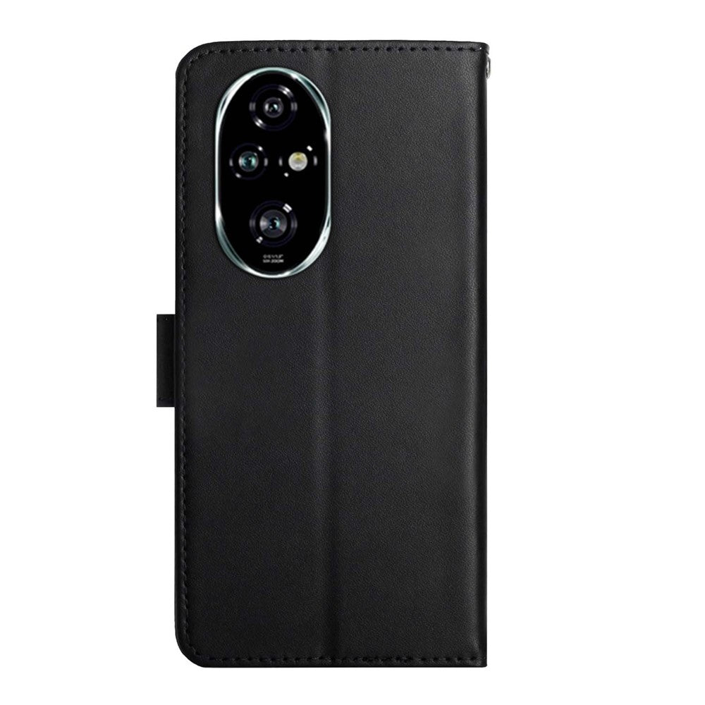 HT02 For Honor 200 5G Case Genuine Cow Leather Solid Color Phone Wallet Cover