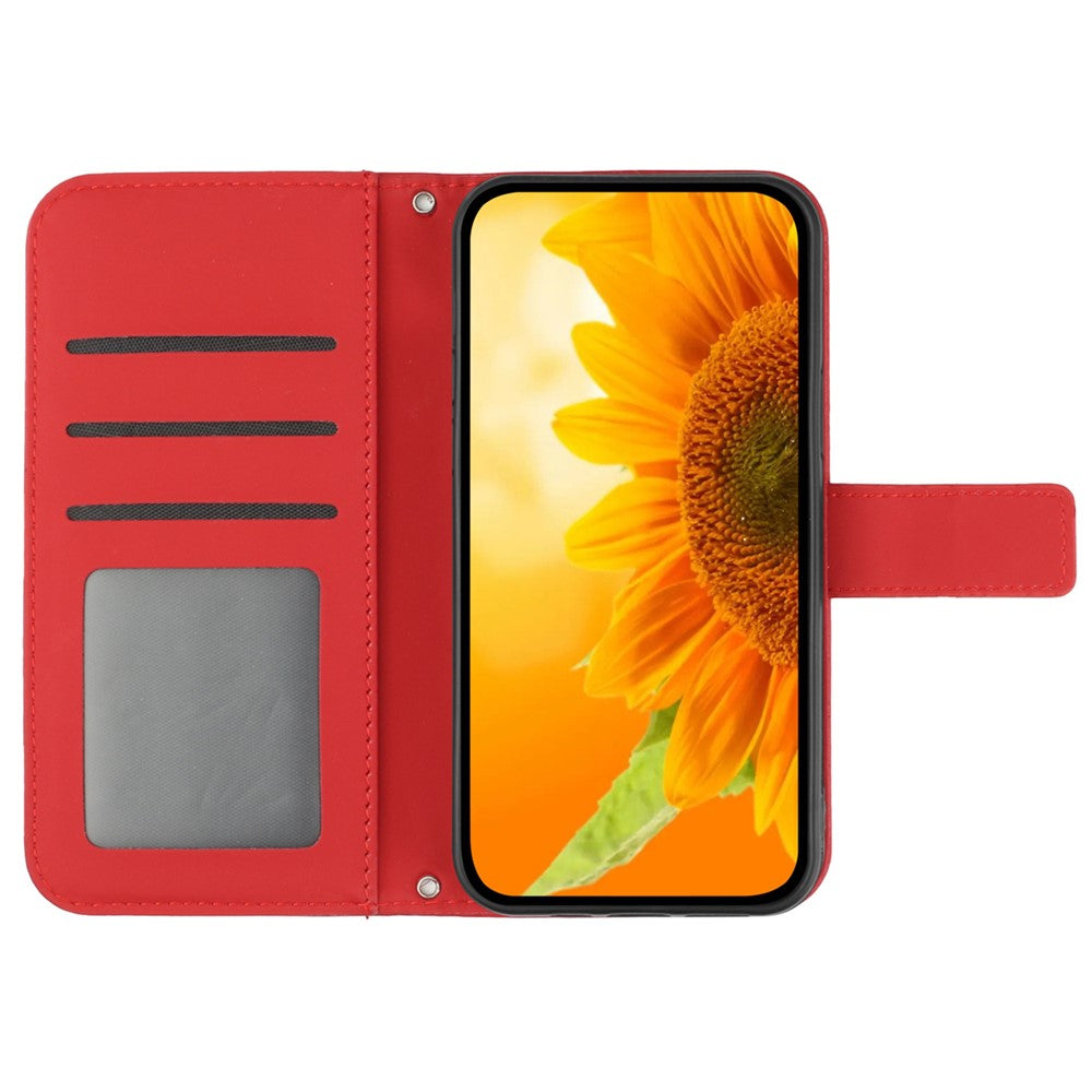 iPhone 16 Pro Max Wallet-Hülle – Sonnenblume aufgedruckt, mit Ständer & Riemen