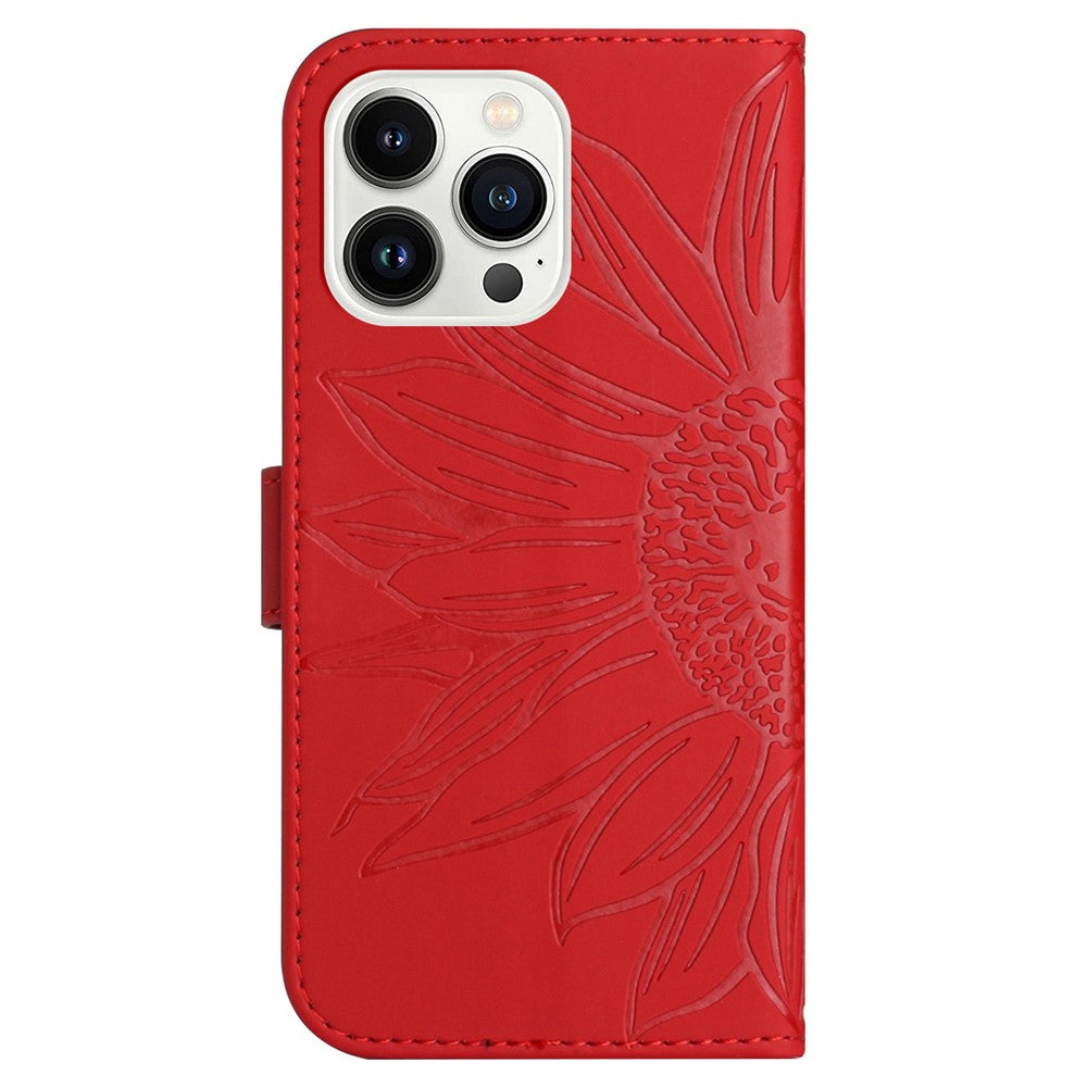 iPhone 16 Pro Max Wallet-Hülle – Sonnenblume aufgedruckt, mit Ständer & Riemen