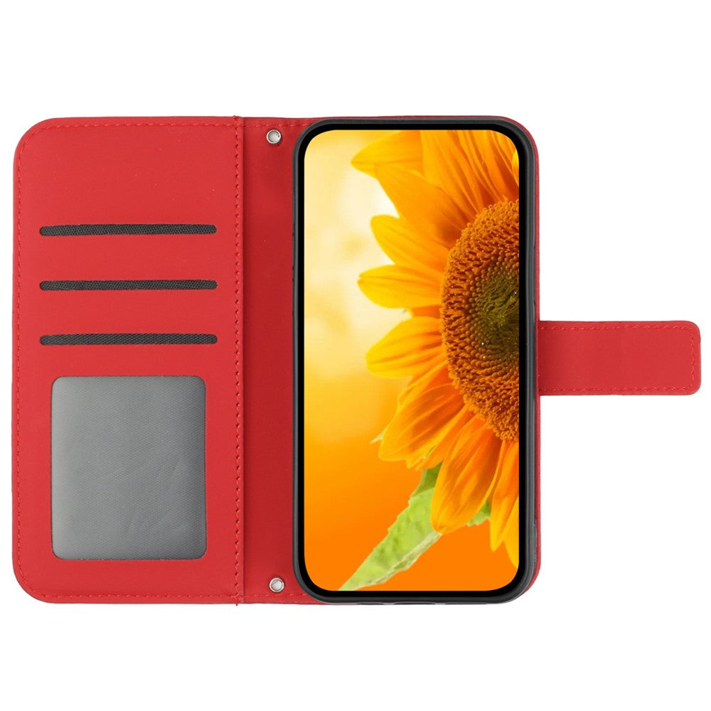 iPhone 16 Pro Wallet-Hülle – Sonnenblume aufgedruckt, mit Ständer & Riemen