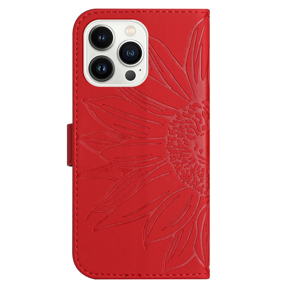 iPhone 16 Pro Wallet-Hülle – Sonnenblume aufgedruckt, mit Ständer & Riemen