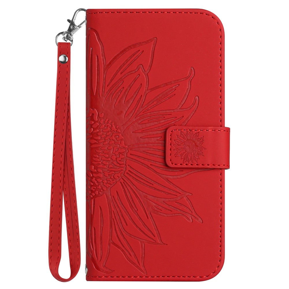 iPhone 16 Pro Wallet-Hülle – Sonnenblume aufgedruckt, mit Ständer & Riemen