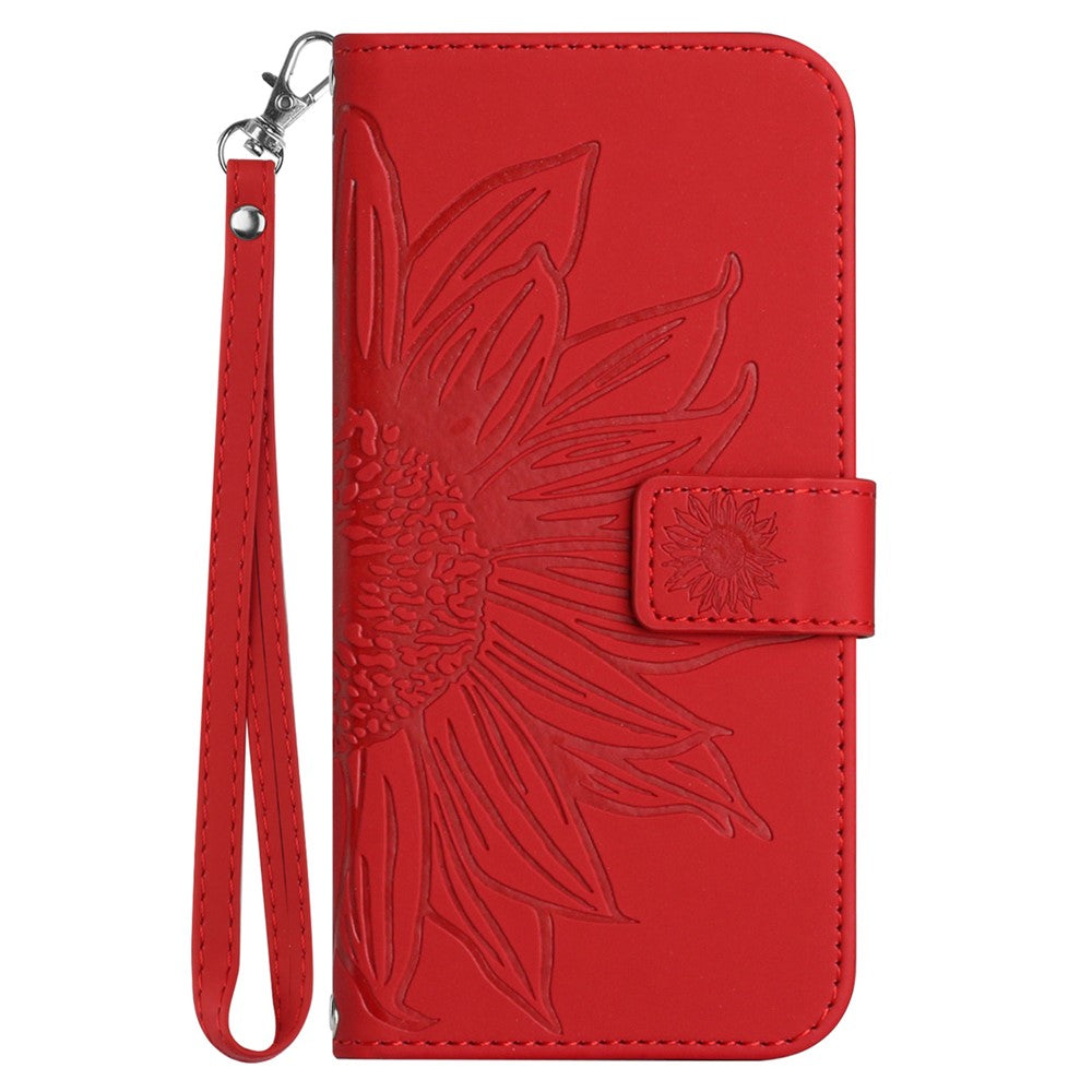 iPhone 16 Plus Wallet-Hülle – Sonnenblume aufgedruckt, mit Ständer & Riemen