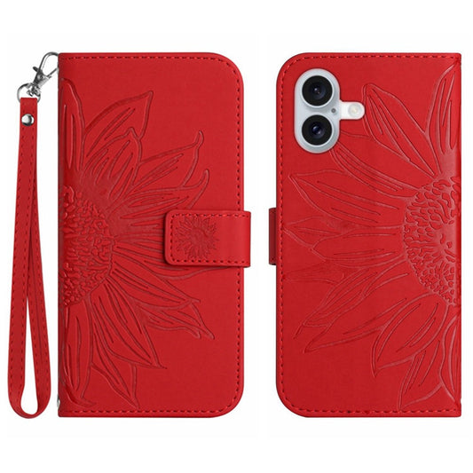 iPhone 16 Wallet-Hülle – Sonnenblume aufgedruckt, mit Ständer & Riemen