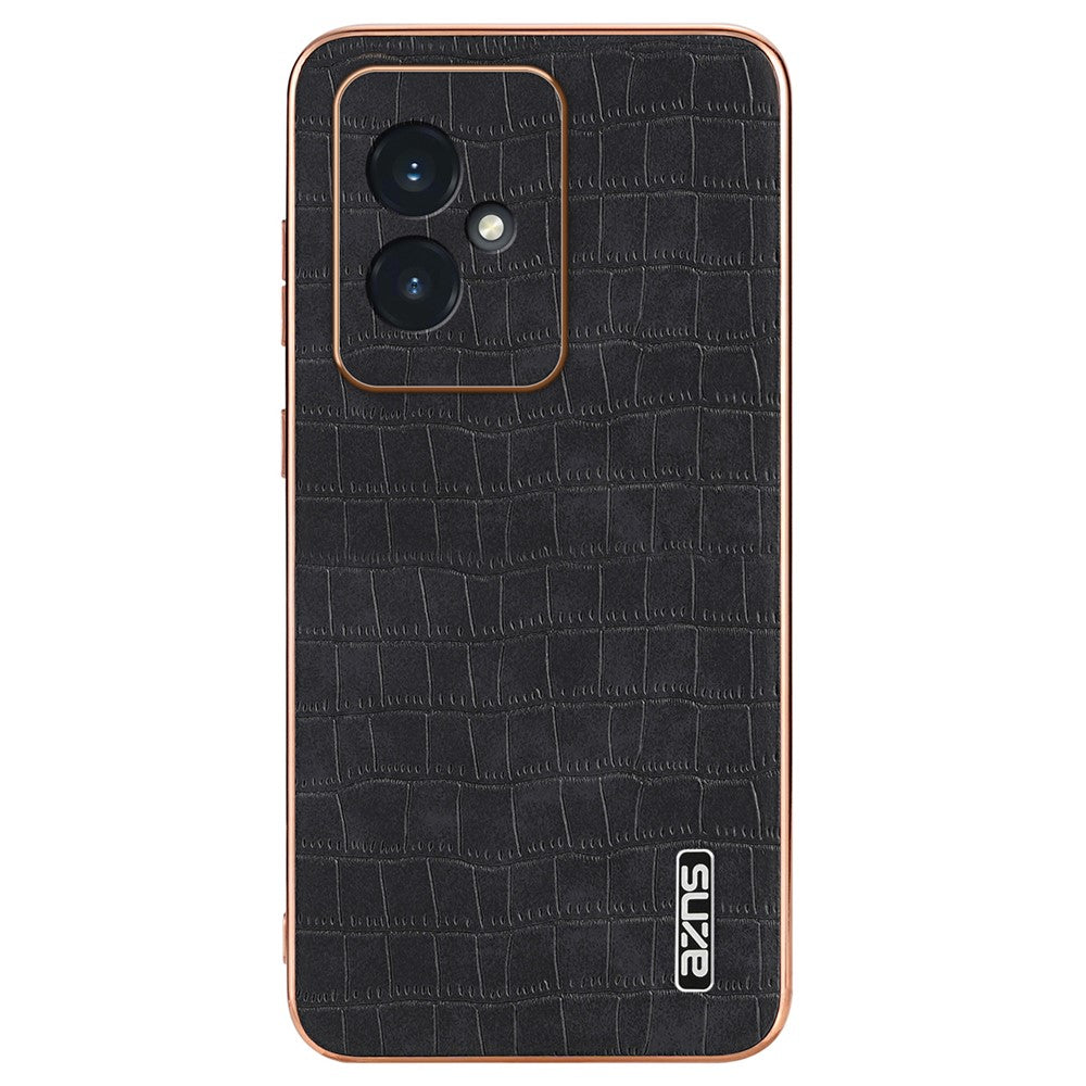 AZNS For Honor 100 5G Case Crocodile Texture Leather+TPU Cover Electroplating Frame