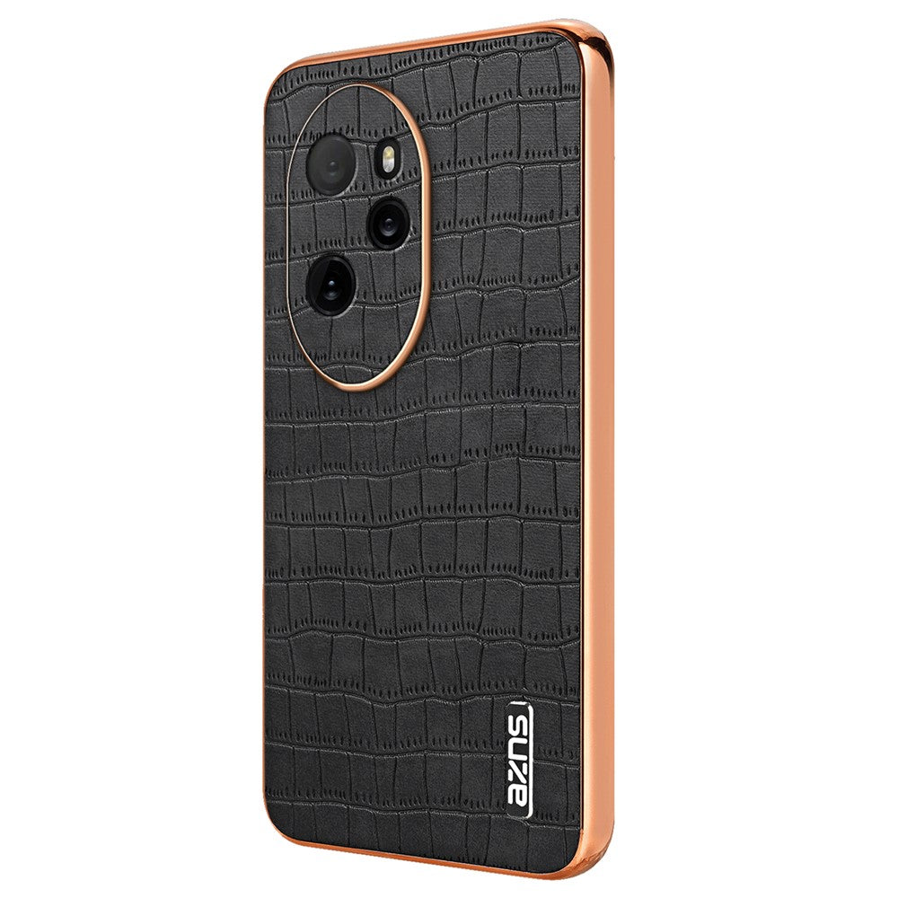 AZNS For Honor 100 Pro 5G Case Crocodile Texture Leather Covered TPU Phone Cases
