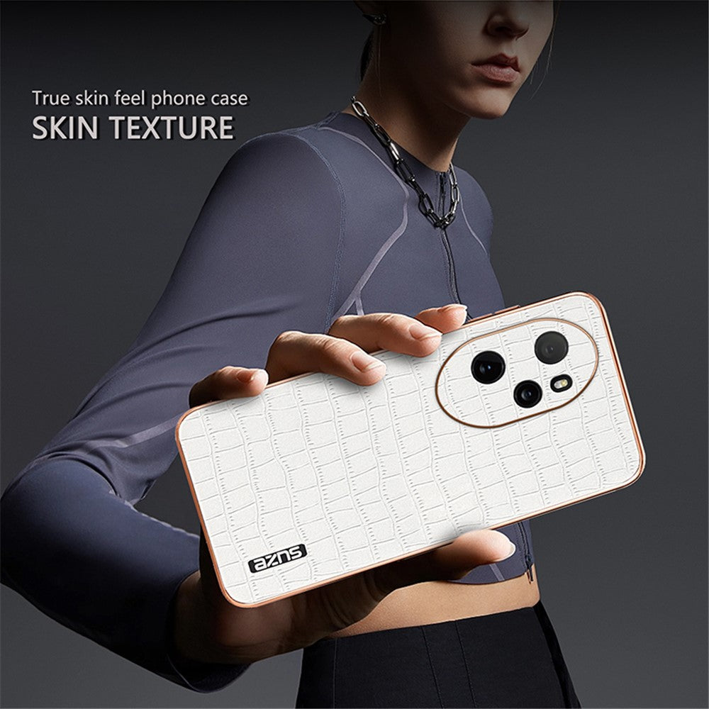 AZNS For Honor 100 Pro 5G Case Crocodile Texture Leather Covered TPU Phone Cases