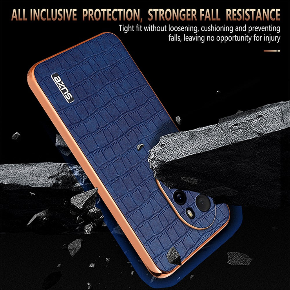 AZNS For Honor 100 Pro 5G Case Crocodile Texture Leather Covered TPU Phone Cases