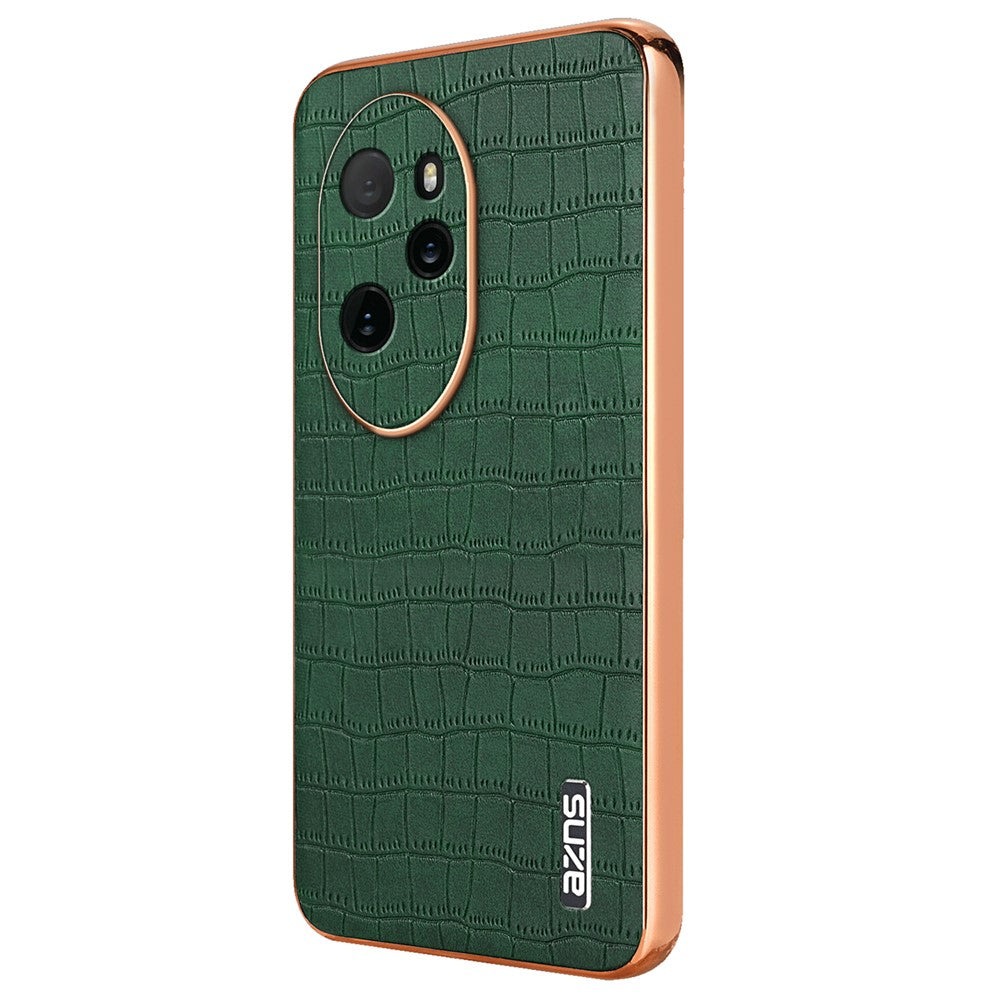 AZNS For Honor 100 Pro 5G Case Crocodile Texture Leather Covered TPU Phone Cases