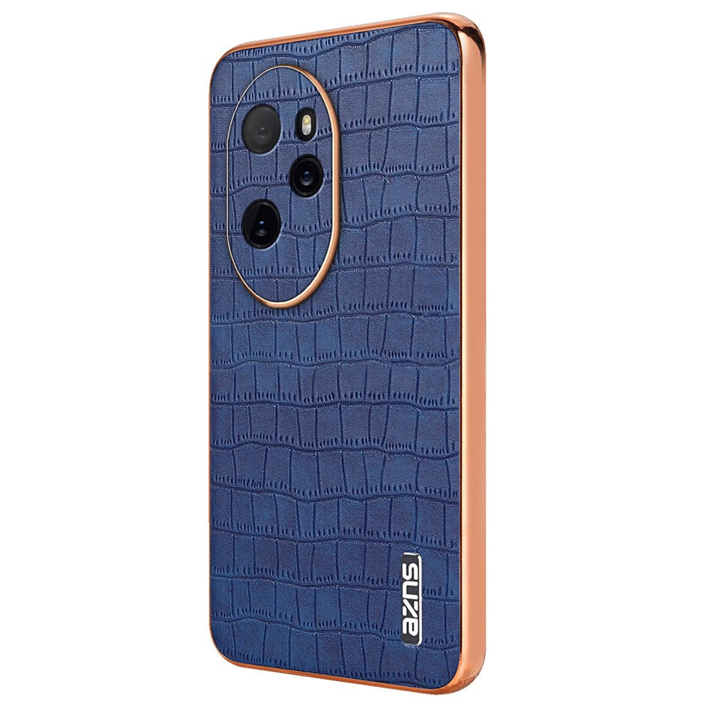 AZNS For Honor 100 Pro 5G Case Crocodile Texture Leather Covered TPU Phone Cases