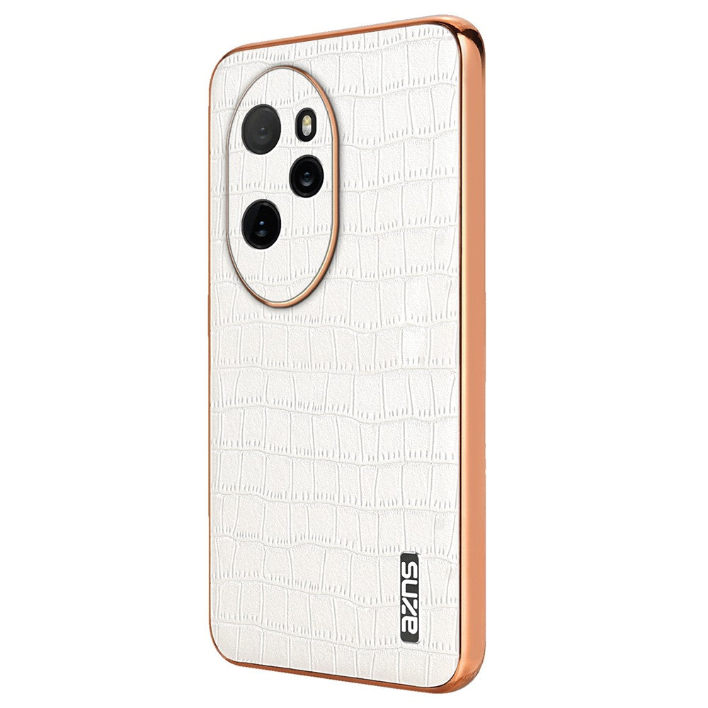 AZNS For Honor 100 Pro 5G Case Crocodile Texture Leather Covered TPU Phone Cases