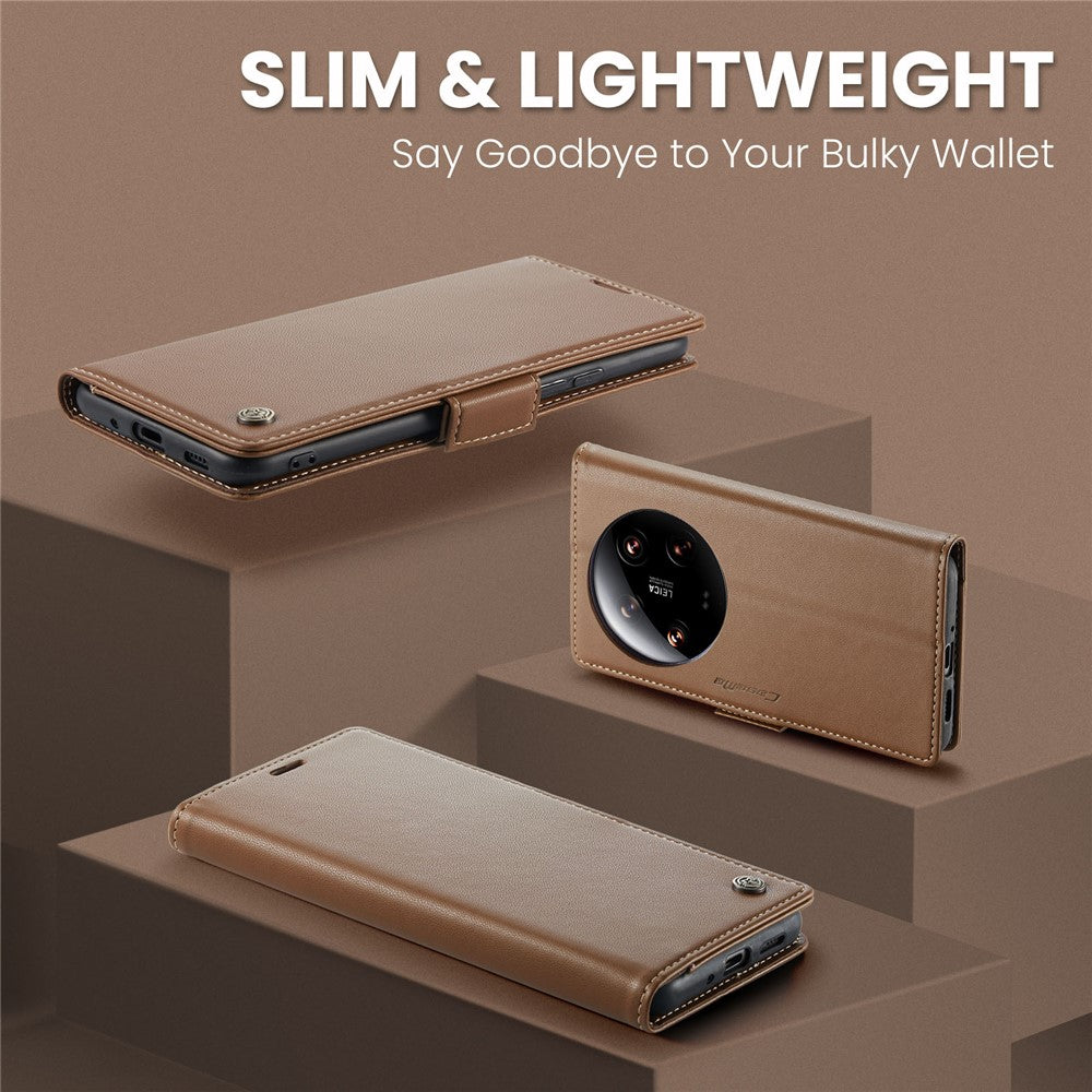CASEME 023 Series For Xiaomi 14 Ultra Case RFID Blocking Glossy Stand Phone Cover