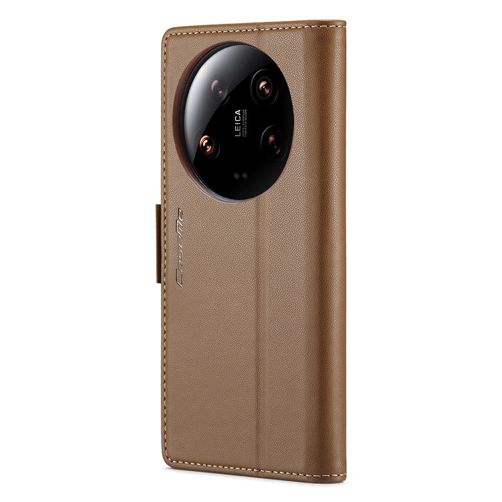 CASEME 023 Series For Xiaomi 14 Ultra Case RFID Blocking Glossy Stand Phone Cover