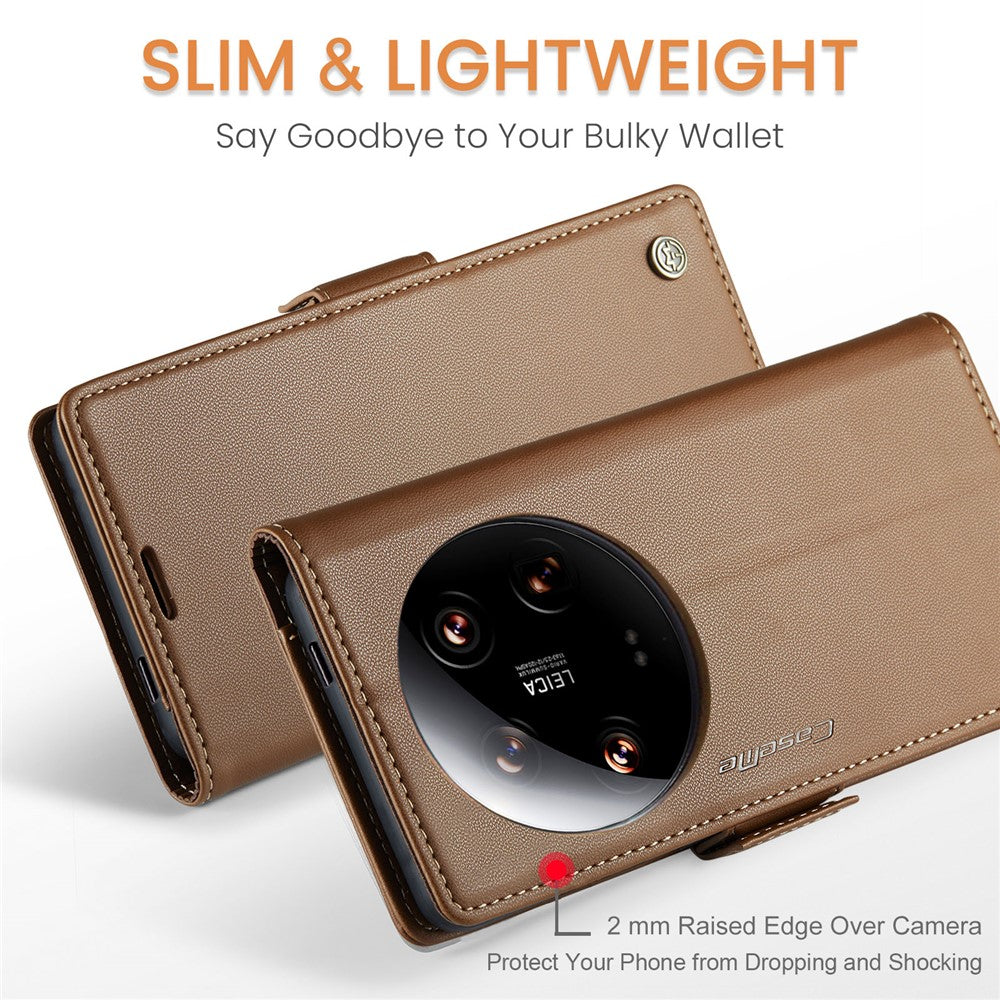 CASEME 023 Series For Xiaomi 14 Ultra Case RFID Blocking Glossy Stand Phone Cover