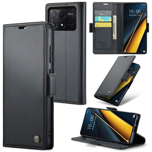 CASEME 023 Series For Xiaomi Poco X6 Pro 5G / Redmi K70E 5G Case RFID Blocking Phone Leather Cover