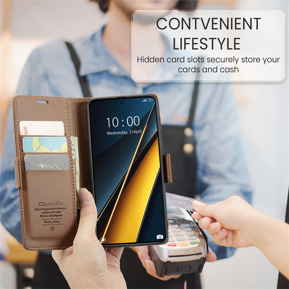 CASEME 023 Series For Xiaomi Poco X6 Pro 5G / Redmi K70E 5G Case RFID Blocking Phone Leather Cover