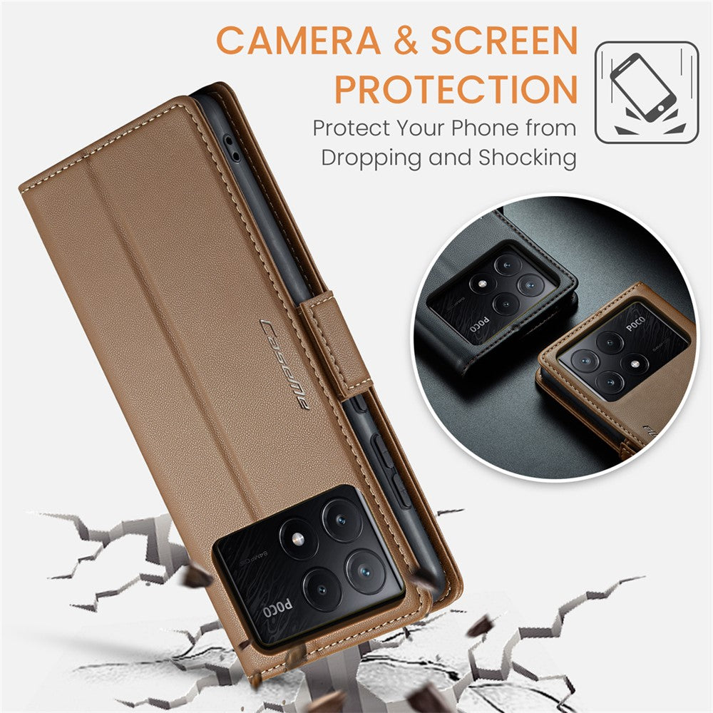 CASEME 023 Series For Xiaomi Poco X6 Pro 5G / Redmi K70E 5G Case RFID Blocking Phone Leather Cover