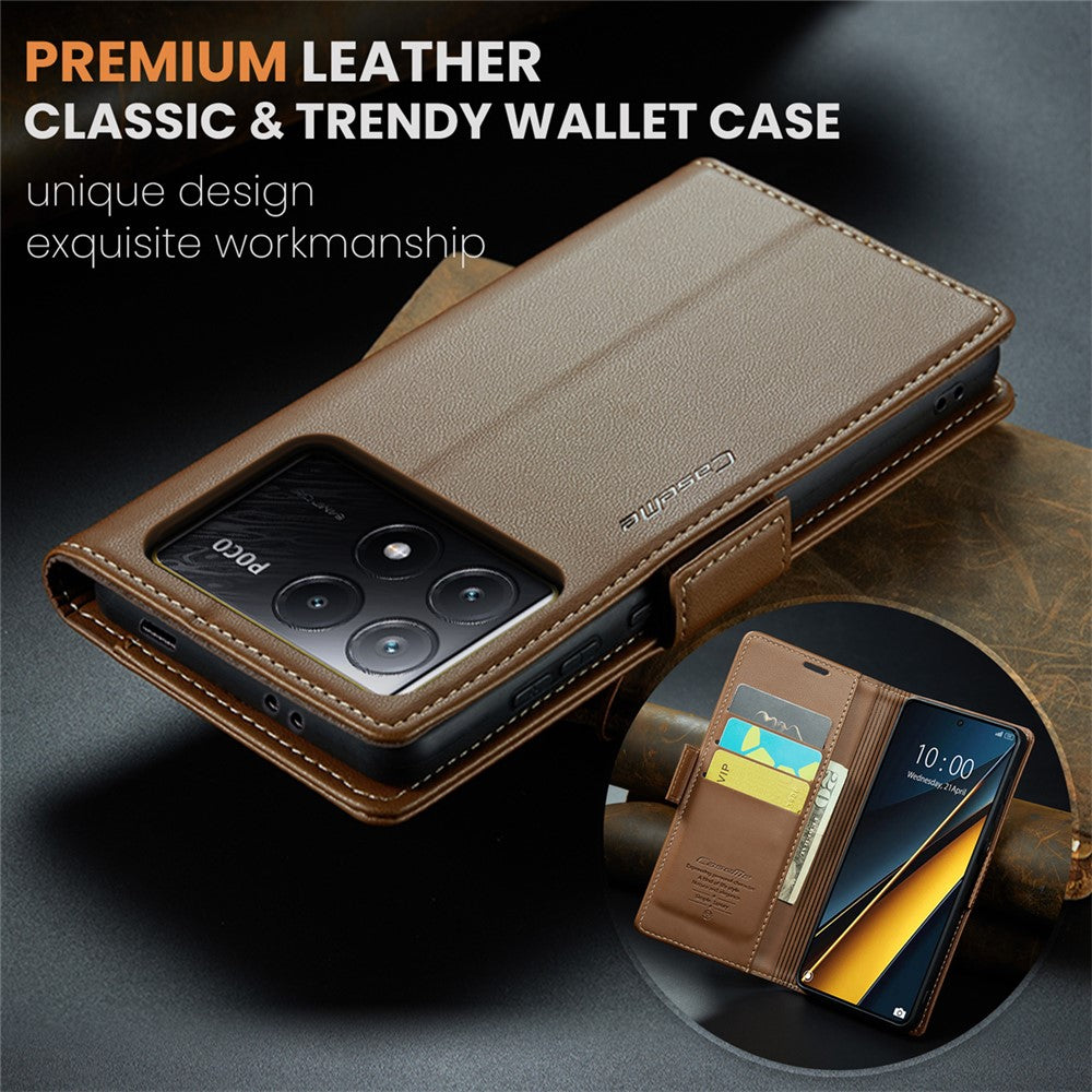 CASEME 023 Series For Xiaomi Poco X6 Pro 5G / Redmi K70E 5G Case RFID Blocking Phone Leather Cover