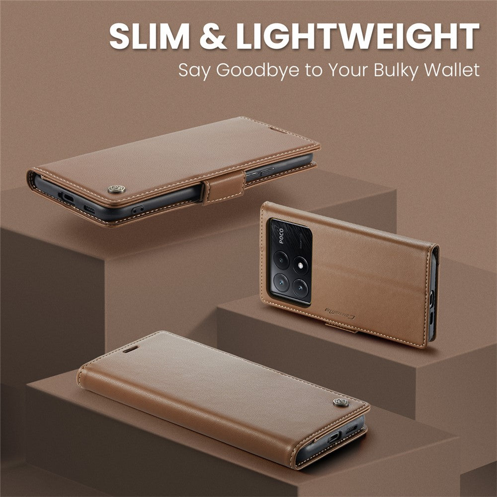 CASEME 023 Series For Xiaomi Poco X6 Pro 5G / Redmi K70E 5G Case RFID Blocking Phone Leather Cover