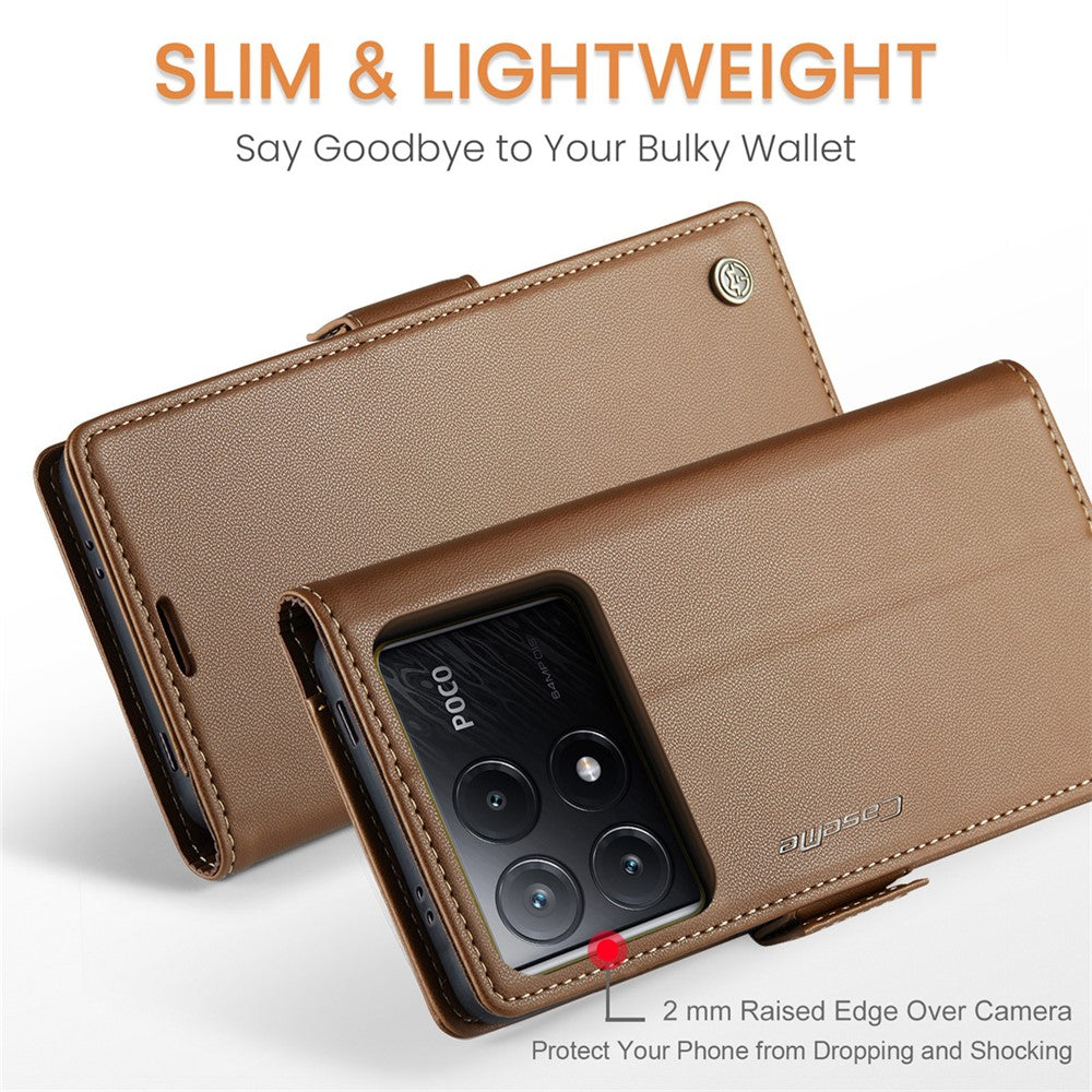 CASEME 023 Series For Xiaomi Poco X6 Pro 5G / Redmi K70E 5G Case RFID Blocking Phone Leather Cover