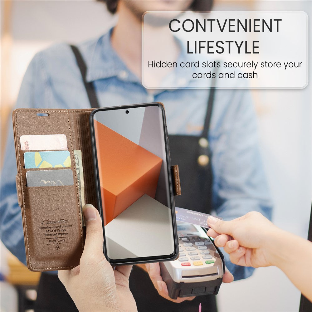 CASEME 023 Series For Xiaomi Redmi Note 13 Pro+ 5G Leather Case Glossy Phone Cover RFID Blocking