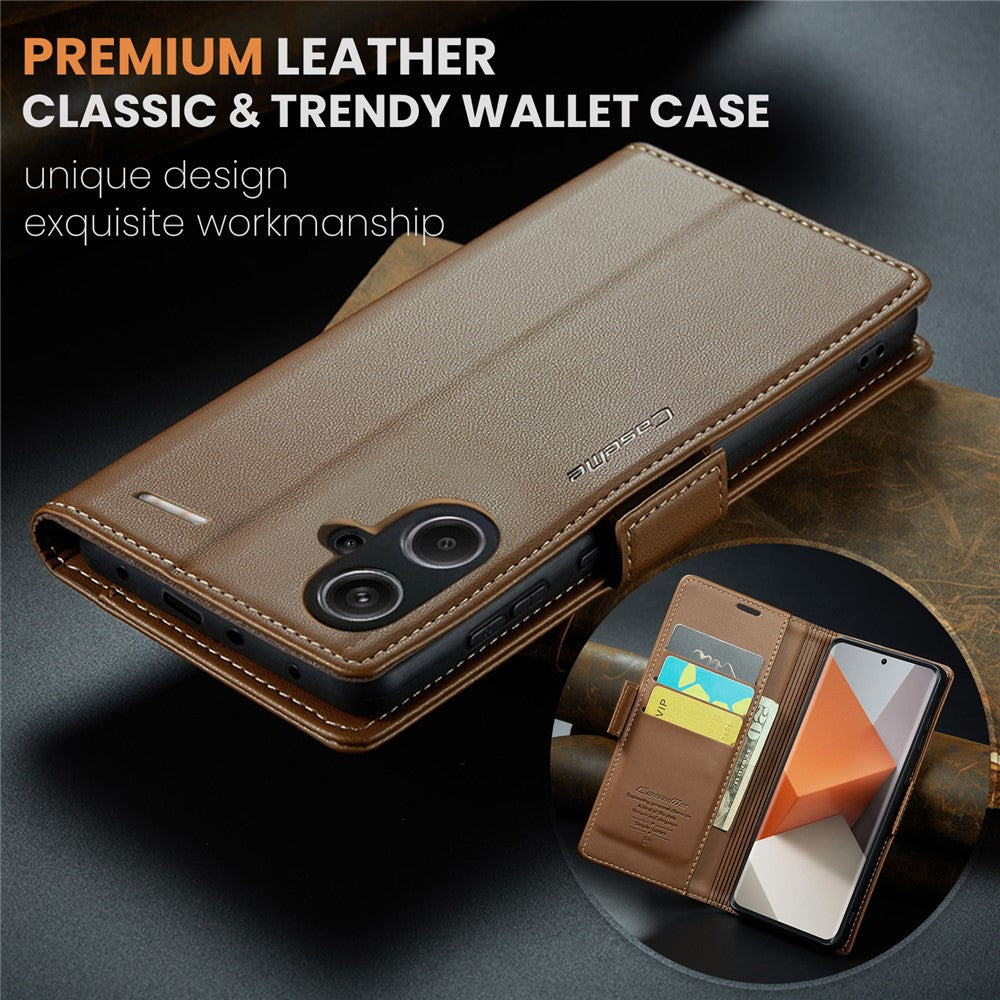 CASEME 023 Series For Xiaomi Redmi Note 13 Pro+ 5G Leather Case Glossy Phone Cover RFID Blocking