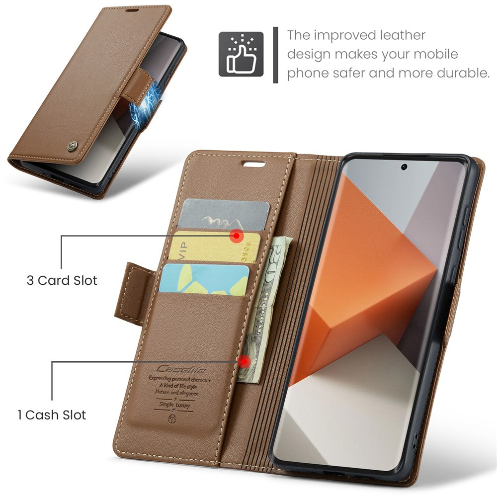 CASEME 023 Series For Xiaomi Redmi Note 13 Pro+ 5G Leather Case Glossy Phone Cover RFID Blocking