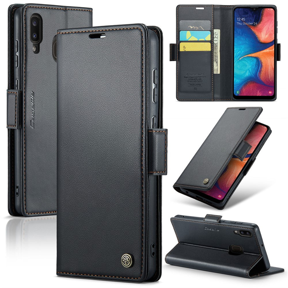 Galaxy A20 / A30 / M10s Glänzende Wallet-Hülle – RFID-Schutz & Ständer