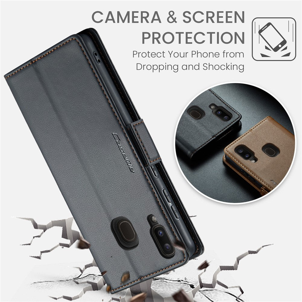 Galaxy A20 / A30 / M10s Glänzende Wallet-Hülle – RFID-Schutz & Ständer
