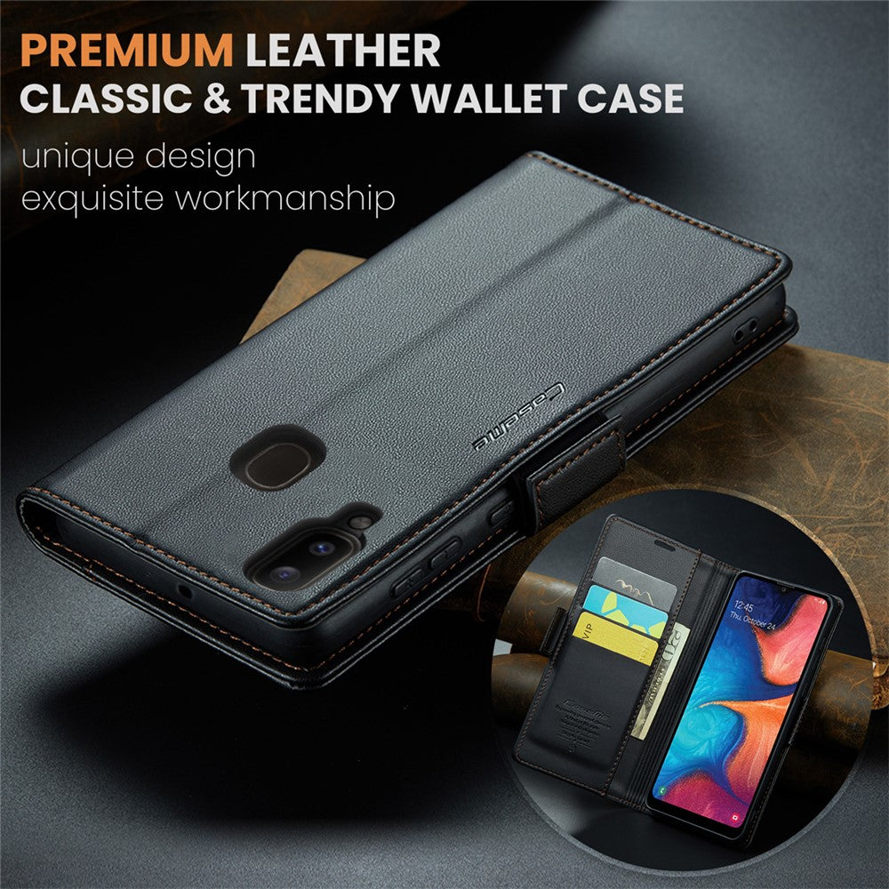 Galaxy A20 / A30 / M10s Glänzende Wallet-Hülle – RFID-Schutz & Ständer