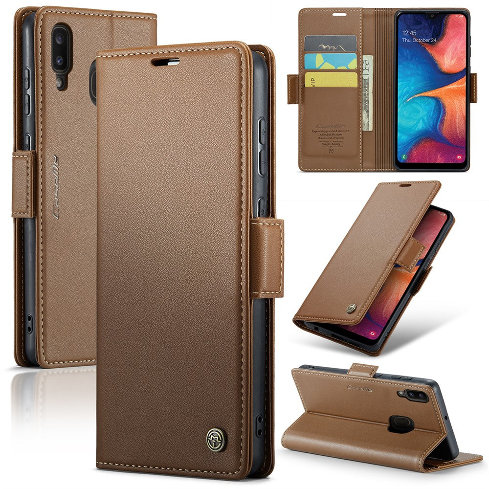 Galaxy A20 / A30 / M10s Glänzende Wallet-Hülle – RFID-Schutz & Ständer