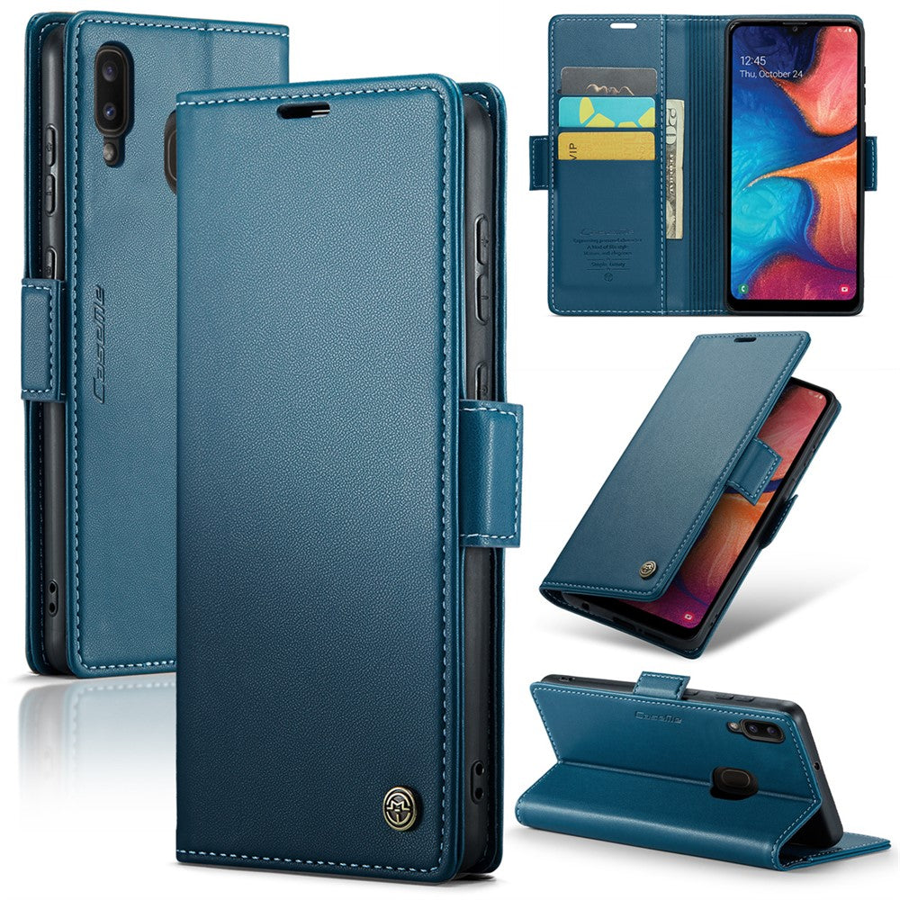 Galaxy A20 / A30 / M10s Glänzende Wallet-Hülle – RFID-Schutz & Ständer