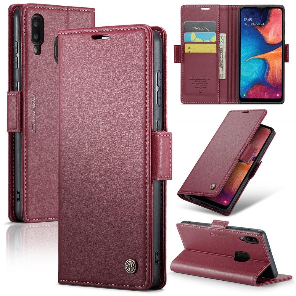 Galaxy A20 / A30 / M10s Glänzende Wallet-Hülle – RFID-Schutz & Ständer