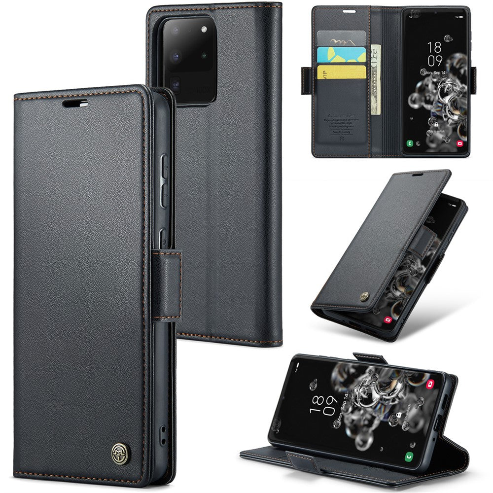 Galaxy S20 Ultra Glänzende Wallet-Hülle – RFID-Schutz & Ständer