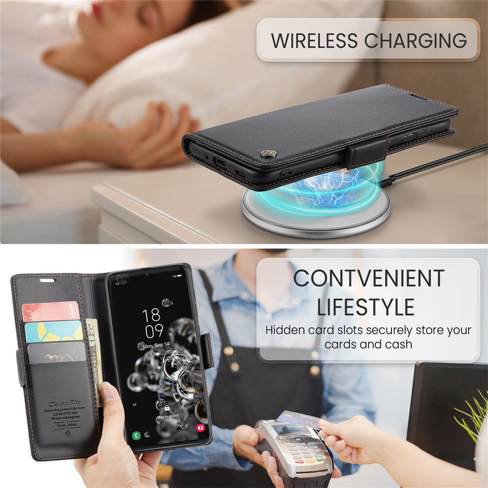 Galaxy S20 Ultra Glänzende Wallet-Hülle – RFID-Schutz & Ständer