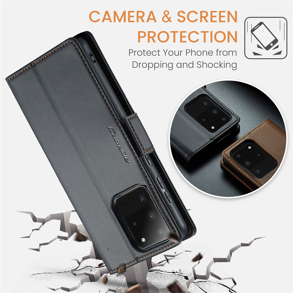 Galaxy S20 Ultra Glänzende Wallet-Hülle – RFID-Schutz & Ständer