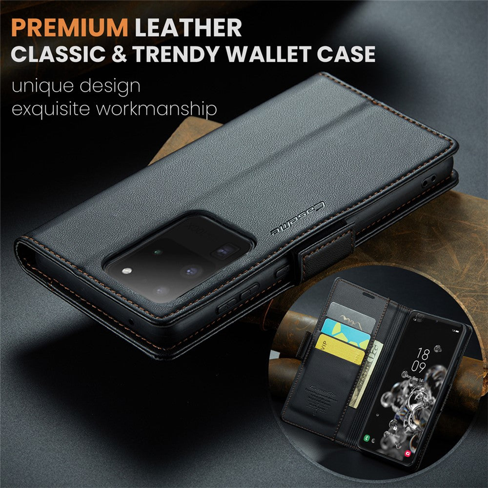Galaxy S20 Ultra Glänzende Wallet-Hülle – RFID-Schutz & Ständer