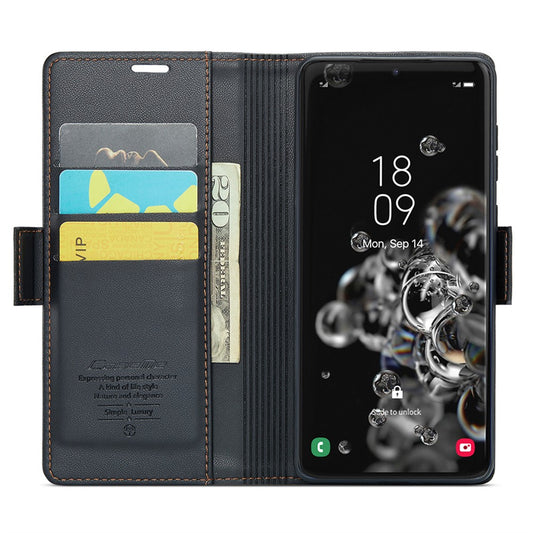 Galaxy S20 Ultra Glänzende Wallet-Hülle – RFID-Schutz & Ständer